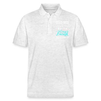 Kellnerin Fachkraft Trinkgeld Bedienung - Stanley/Stella Unisex Bio-Poloshirt PREPSTER - Weiß meliert - Vorne - Roxy (174cm) & Andy (188cm)