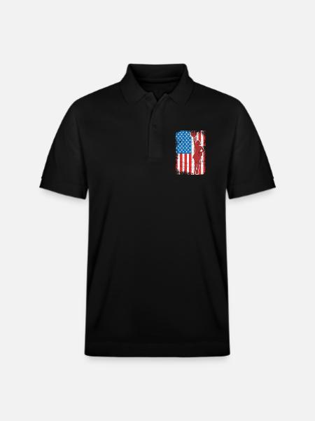 USA Patriotic Cheerleader - Stanley/Stella Unisex Organic Polo Shirt PREPSTER - black
