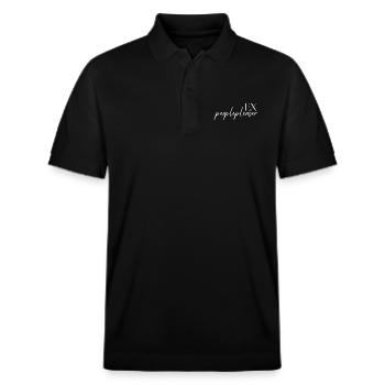 EX peoplepleaser - cool statement design print - Stanley/Stella Unisex Bio-Poloshirt PREPSTER - Schwarz - Vorne - Roxy (174cm) & Andy (188cm)