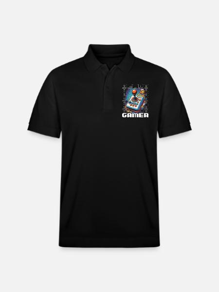 Retro Gamer Adventure Joystick - Stanley/Stella Unisex Organic Polo Shirt PREPSTER - black
