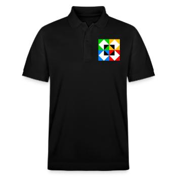 Dreieck im Quadrat 1 - Stanley/Stella Unisex Bio-Poloshirt PREPSTER - Schwarz - Vorne - Roxy (174cm) & Andy (188cm)
