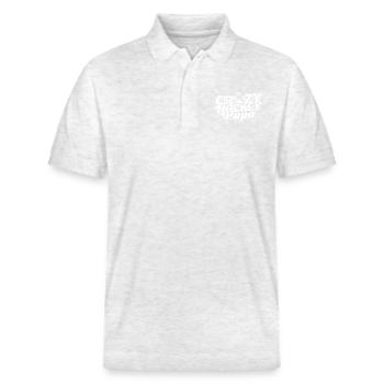 Crazy Hockey Papa - Stanley/Stella Unisex Organic Polo Shirt PREPSTER - heather white - Front - Roxy (174cm) & Andy (188cm)