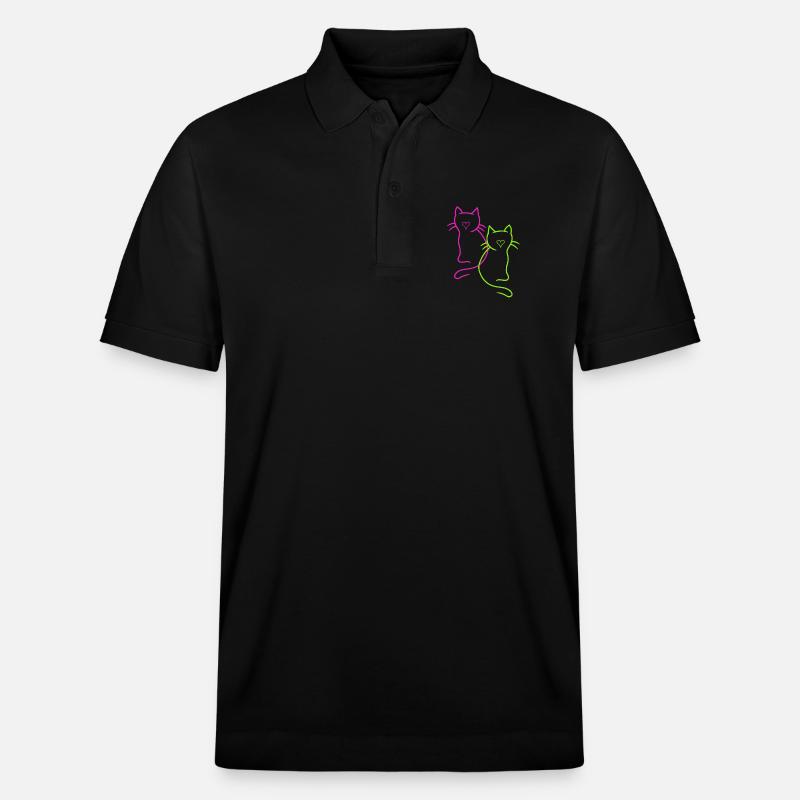 Coeur de chats rétro - Polo PREPSTER bio Stanley/Stella Unisexe - noir