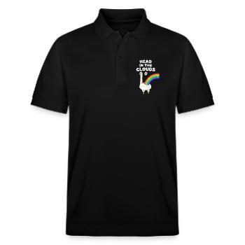 Head In The Clouds 8th Birthday Alpaca - Stanley/Stella Unisex Organic Polo Shirt PREPSTER - black - Front - Roxy (174cm) & Andy (188cm)