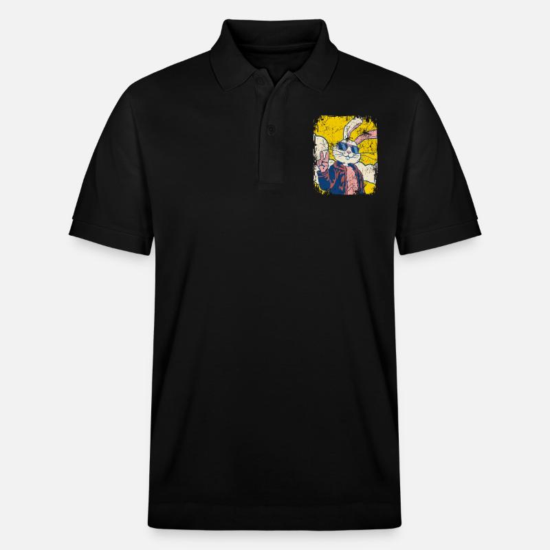 Cooler Osterhase - Osterei - Geschenk - Stanley/Stella Unisex Bio-Poloshirt PREPSTER - Schwarz