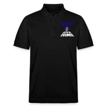 Lost in the Cosmos - Astronaut - Weltall - Stanley/Stella Unisex Bio-Poloshirt PREPSTER - Schwarz - Vorne - Roxy (174cm) & Andy (188cm)