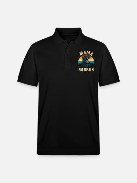 Mama Saurus - T-Rex - Tyrannosaurus - Gift - Stanley/Stella Unisex Organic Polo Shirt PREPSTER - black