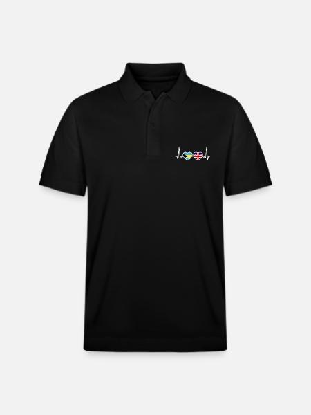 Bahamas UK Heartbeat Flag Britisk Bahamisk - Stanley/Stella PREPSTER økologisk unisex poloshirt - sort