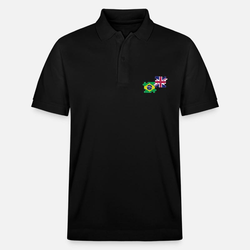 Brésil Royaume-Uni Drapeau britannique Brésilien - Polo PREPSTER bio Stanley/Stella Unisexe - noir