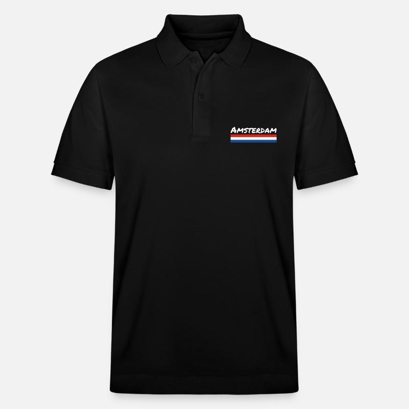 Amsterdam Pays-Bas Drapeau néerlandais - Polo PREPSTER bio Stanley/Stella Unisexe - noir