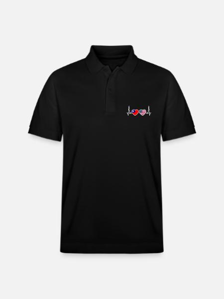 Taiwan USA Herzschlag Flagge Amerikaner Taiwaner - Stanley/Stella Unisex Bio-Poloshirt PREPSTER - Schwarz