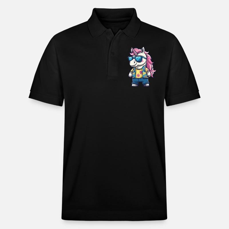 Einhorn Lustig Sommer - Stanley/Stella Unisex Bio-Poloshirt PREPSTER - Schwarz