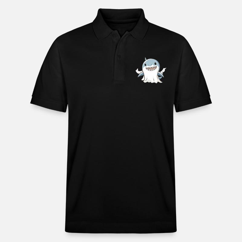 Requin Halloween Bande Dessinée Fantôme - Polo PREPSTER bio Stanley/Stella Unisexe - noir