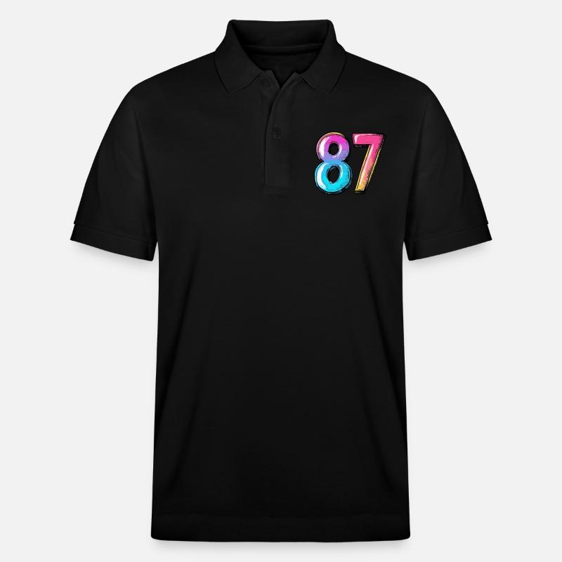 87 Zahl Bunt - Stanley/Stella Unisex Bio-Poloshirt PREPSTER - Schwarz