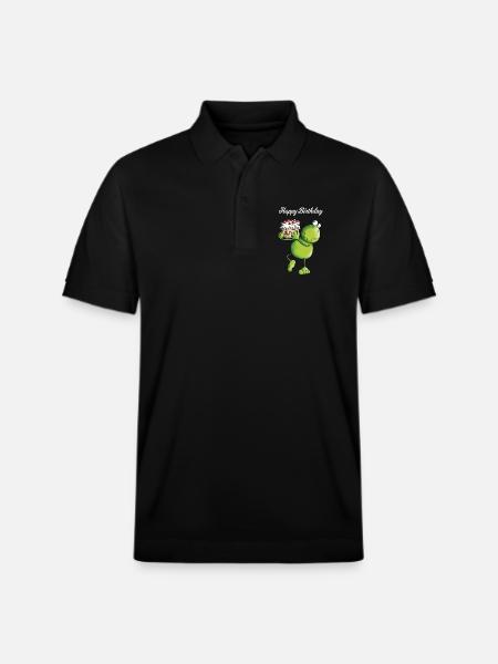 Birthday Frog - Cartoon - Comic - Stanley/Stella Unisex Organic Polo Shirt PREPSTER - black