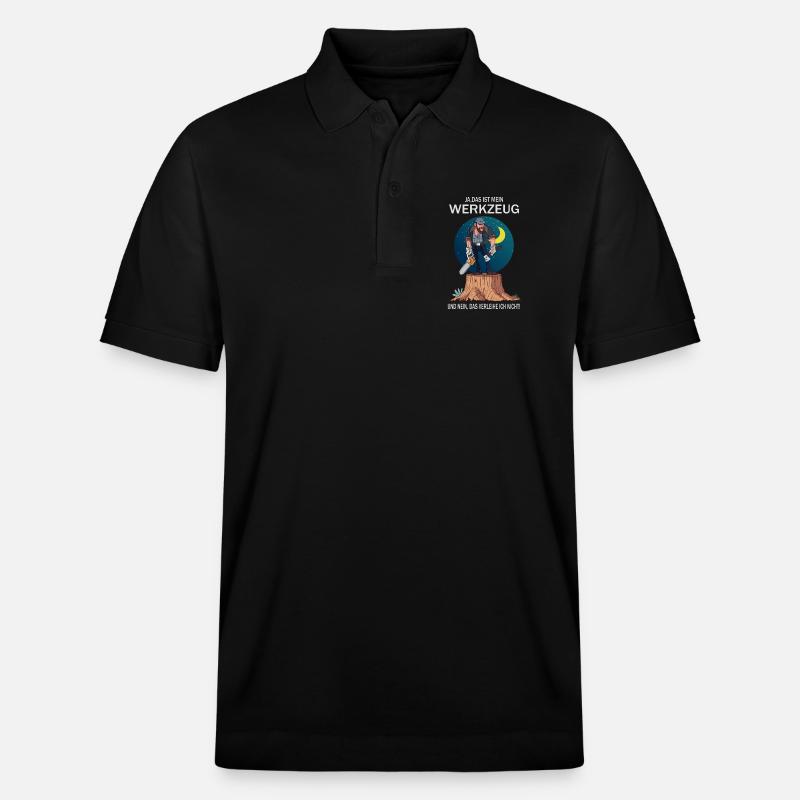 Lumberjack and his tools - Stanley/Stella Unisex Organic Polo Shirt PREPSTER - black