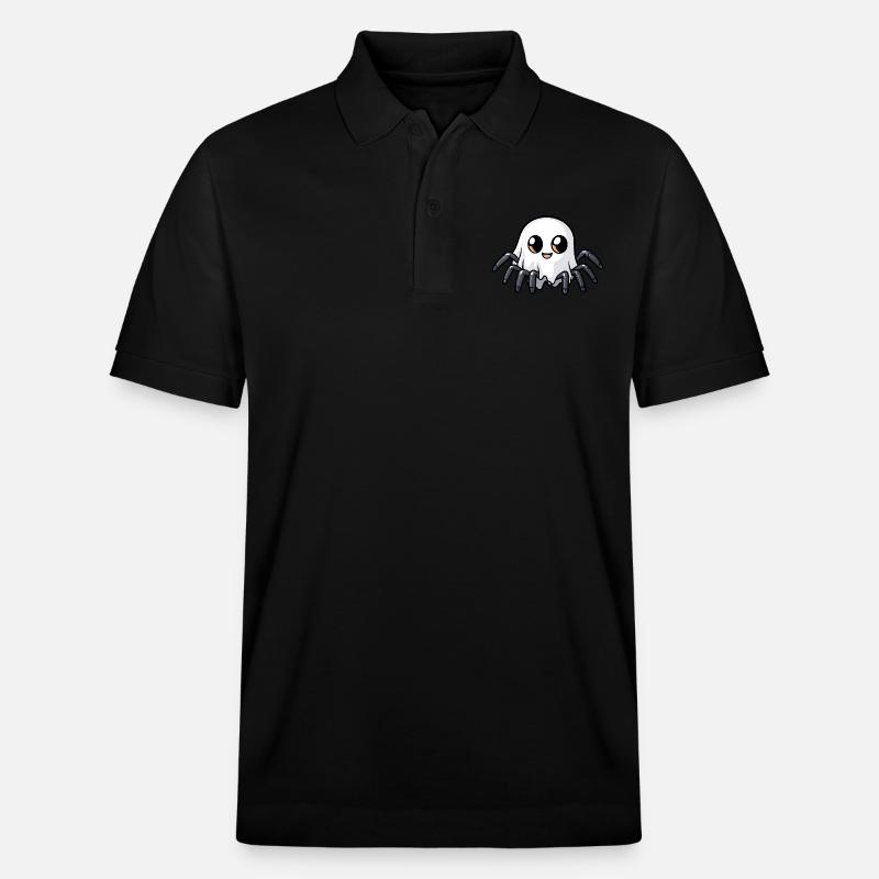 Tarantula Halloween Comic Ghost - Stanley/Stella Unisex Organic Polo Shirt PREPSTER - black