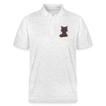 Chat noir Chat Noir Magie Mignonne Kawaii - Polo PREPSTER bio Stanley/Stella Unisexe - blanc chiné - Devant - Roxy (174cm) & Andy (188cm)
