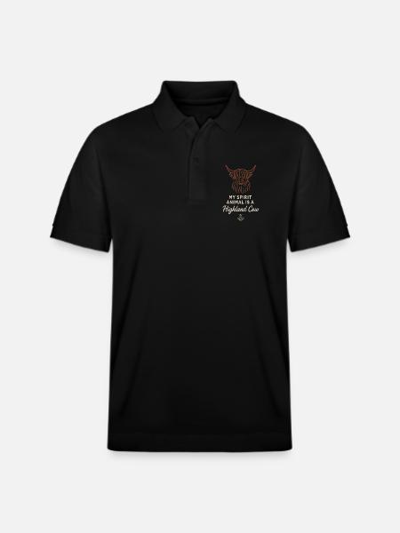 Highland Cow Rustic Animal Cute - Stanley/Stella Unisex Organic Polo Shirt PREPSTER - black
