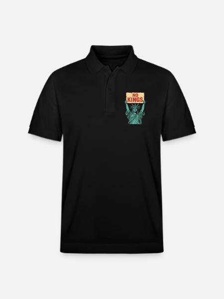 No Kings Patriotic Anti-Monarchy Liberty USA - Stanley/Stella Unisex Organic Polo Shirt PREPSTER - black