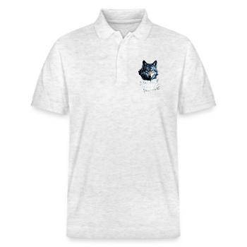 Wolfs Kopf Motivation - Stanley/Stella Unisex Bio-Poloshirt PREPSTER - Weiß meliert - Vorne - Roxy (174cm) & Andy (188cm)