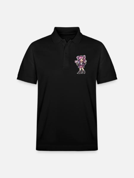 Kawaii Anime Mädchen mit Kopfhörer - Stanley/Stella Unisex Bio-Poloshirt PREPSTER - Schwarz