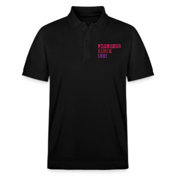 1981 Geburtstag Prinzessin - Stanley/Stella Unisex Bio-Poloshirt PREPSTER - Schwarz - Vorne - Roxy (174cm) & Andy (188cm)