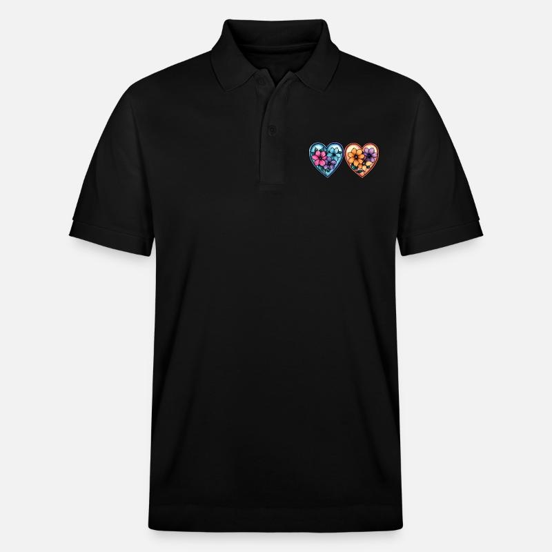 Herzen Liebe Blumen - Stanley/Stella Unisex Bio-Poloshirt PREPSTER - Schwarz
