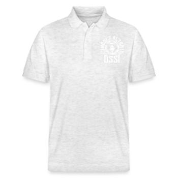 Böser alter Ossi - Totenkopf - Ironie - Spruch - Stanley/Stella Unisex Bio-Poloshirt PREPSTER - Weiß meliert - Vorne - Roxy (174cm) & Andy (188cm)