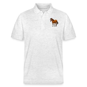 Mon cheval commande (blanc) - Polo PREPSTER bio Stanley/Stella Unisexe - blanc chiné - Devant - Roxy (174cm) & Andy (188cm)