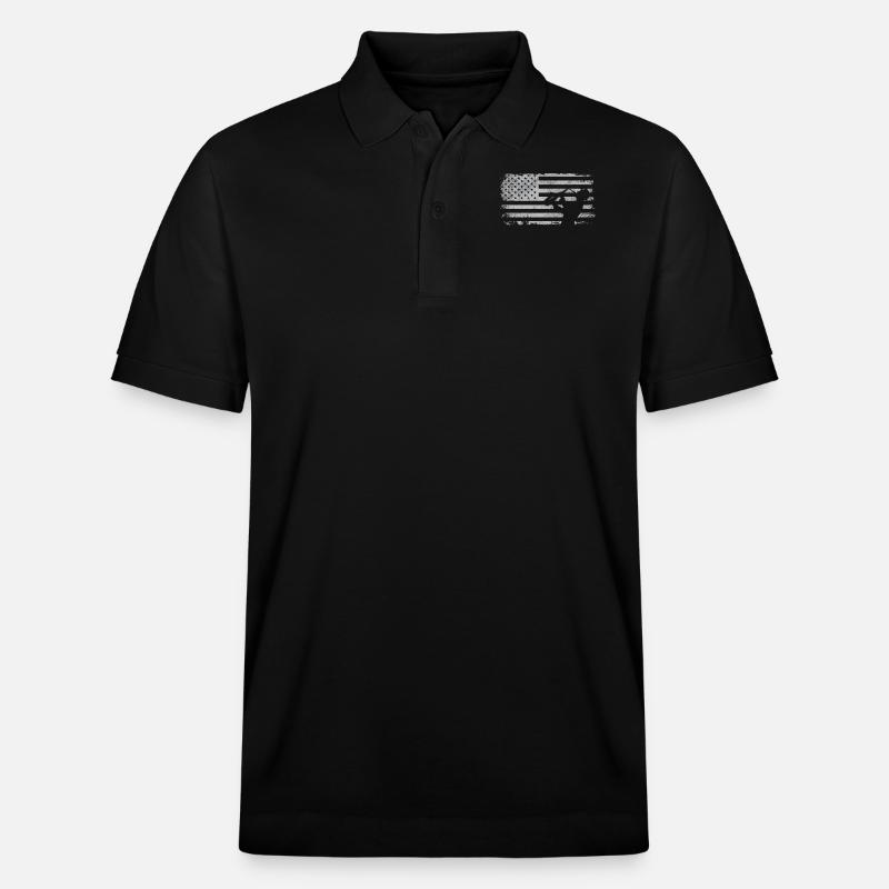 Saxophone American Flag - Stanley/Stella Unisex Bio-Poloshirt PREPSTER - Schwarz