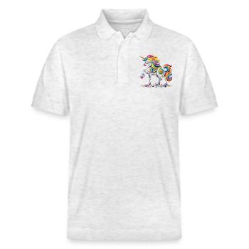 Briques de maître constructeur expert - Polo PREPSTER bio Stanley/Stella Unisexe - blanc chiné - Devant - Roxy (174cm) & Andy (188cm)