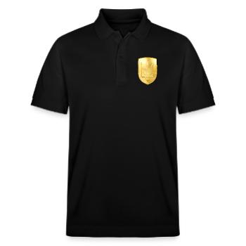 Ukraine Wappen Dreizack Gerfalke Trident Goldlook - Stanley/Stella Unisex Bio-Poloshirt PREPSTER - Schwarz - Vorne - Roxy (174cm) & Andy (188cm)