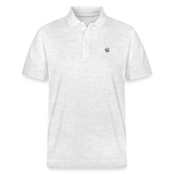 Heart line with baking motif Baker with heart - Stanley/Stella Unisex Organic Polo Shirt PREPSTER - heather white - Front - Roxy (174cm) & Andy (188cm)