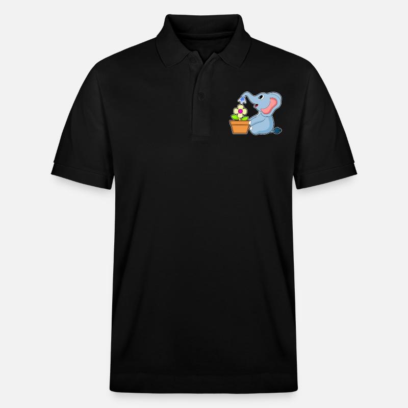 Elefant Blumentopf Blume - Stanley/Stella Unisex Bio-Poloshirt PREPSTER - Schwarz
