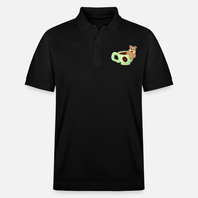 Bear Coffee - Stanley/Stella Unisex Organic Polo Shirt PREPSTER - black