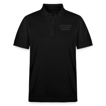 Schwarz ist bunt genug Black Edition - Stanley/Stella Unisex Bio-Poloshirt PREPSTER - Schwarz - Vorne - Roxy (174cm) & Andy (188cm)