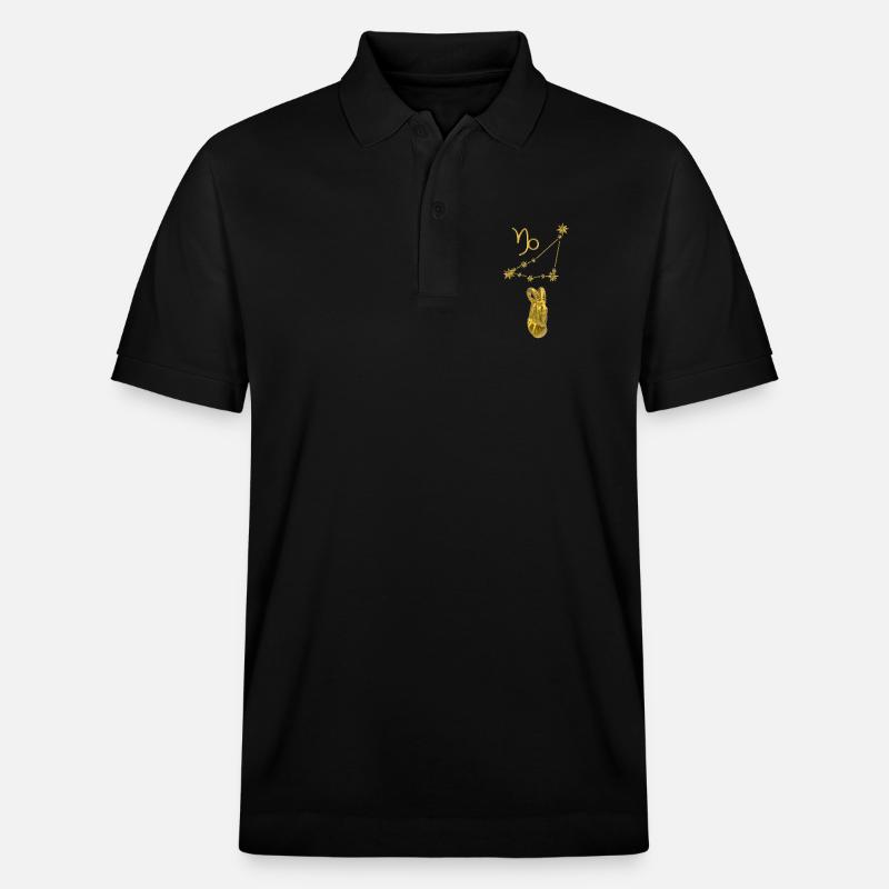 Sternbild Steinbock 3D, gold - Stanley/Stella Unisex Bio-Poloshirt PREPSTER - Schwarz