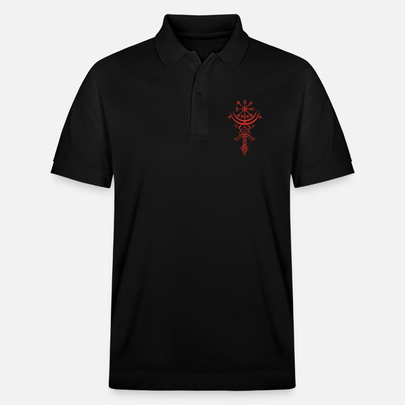 Rotes Symbol eines Wikinger-Kompasses - Stanley/Stella Unisex Bio-Poloshirt PREPSTER - Schwarz