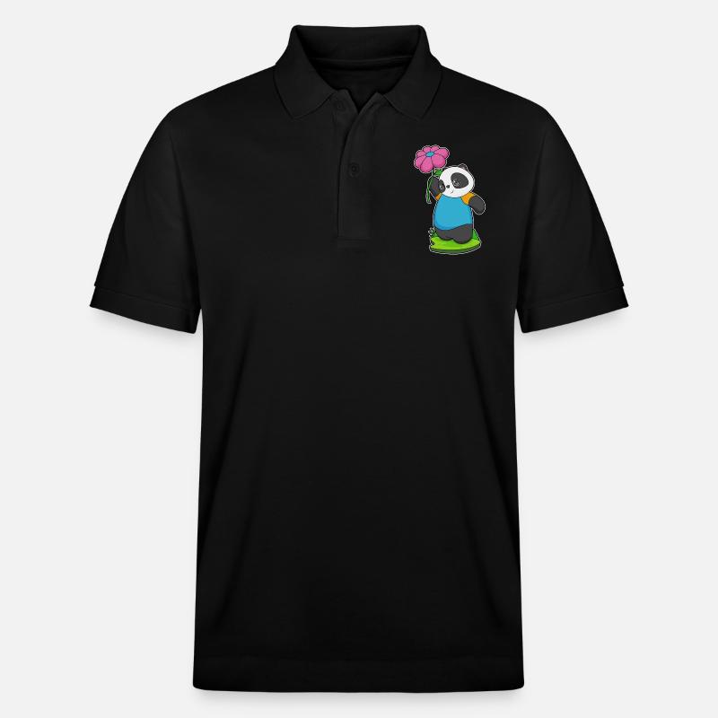 Fleur de panda - Polo PREPSTER bio Stanley/Stella Unisexe - noir