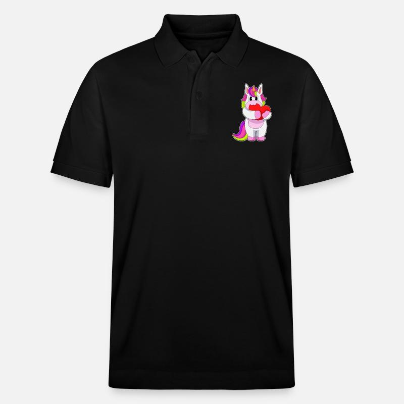 Einhorn Herz - Stanley/Stella Unisex Bio-Poloshirt PREPSTER - Schwarz