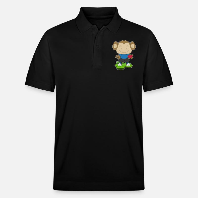 Monkey Apple Fruit - Stanley/Stella Unisex Organic Polo Shirt PREPSTER - black