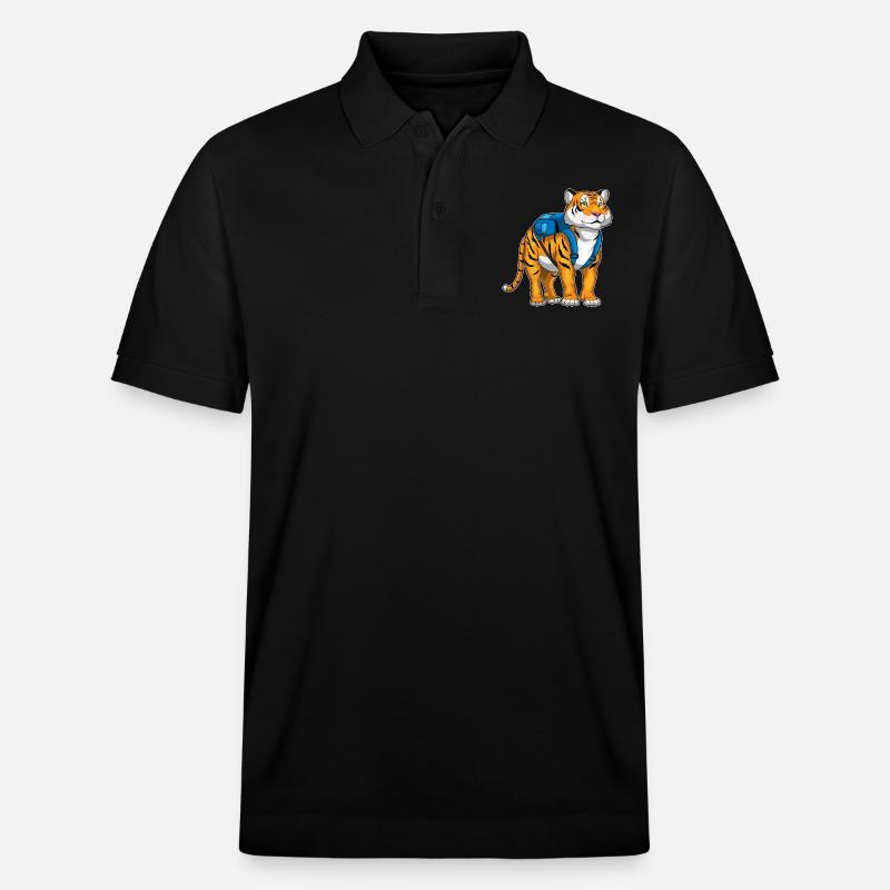 Tiger Student Backpack School - Stanley/Stella Unisex Organic Polo Shirt PREPSTER - black