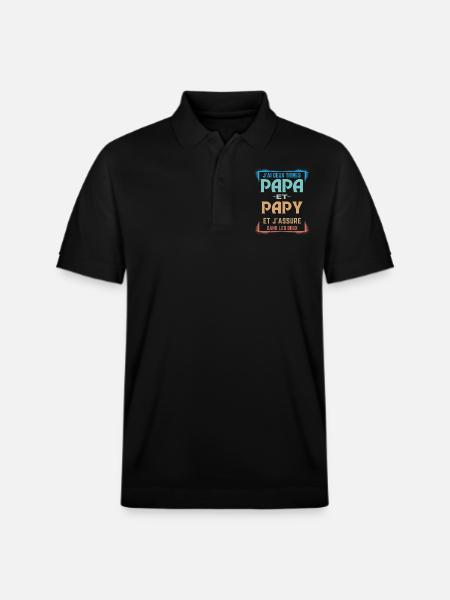 T-shirt pour Papa et Papy - J'ai Deux Titres Papa - Polo PREPSTER bio Stanley/Stella Unisexe - noir