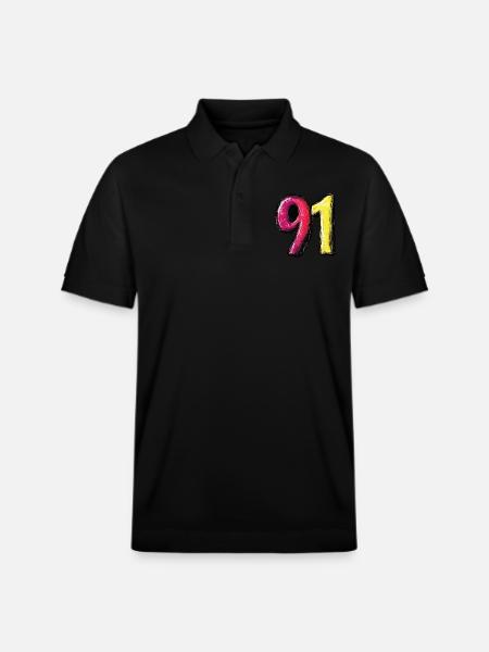91 Number Comic - Stanley/Stella Unisex Organic Polo Shirt PREPSTER - black