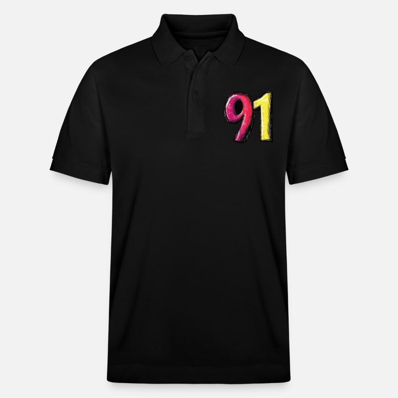 91 Zahl Comic - Stanley/Stella Unisex Bio-Poloshirt PREPSTER - Schwarz