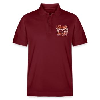 Oldtimer Baujahr 1965 Geburtstag Jahrgang Geschenk - Stanley/Stella Unisex Bio-Poloshirt PREPSTER - Burgunderrot - Vorne - Roxy (174cm) & Andy (188cm)