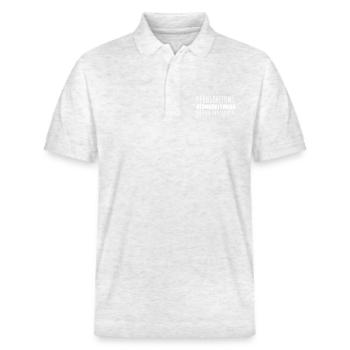 Kernspaltung Atomkraftwerk Energie der Zukunft - Stanley/Stella Unisex Bio-Poloshirt PREPSTER - Weiß meliert - Vorne - Roxy (174cm) & Andy (188cm)