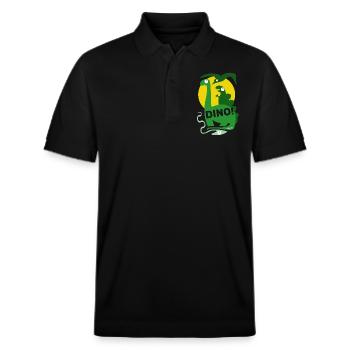 DINO ! Dinosaurier Brontosaurus Kinder Comic - Stanley/Stella Unisex Bio-Poloshirt PREPSTER - Schwarz - Vorne - Roxy (174cm) & Andy (188cm)