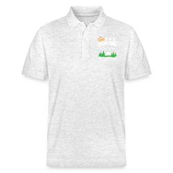Go Hunting Worst Case Bear Kills You - Stanley/Stella Unisex Organic Polo Shirt PREPSTER - heather white - Front - Roxy (174cm) & Andy (188cm)